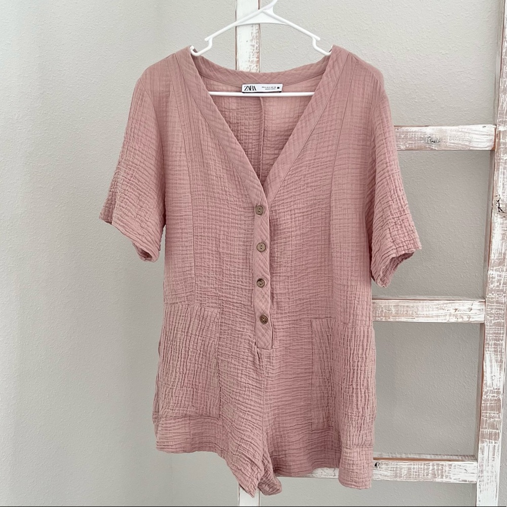 Zara Dusty Pink Romper Size Small